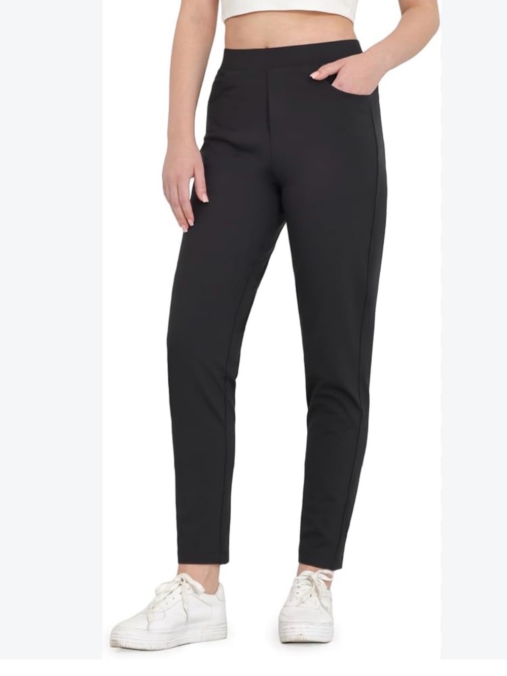 Women's Slim Ankle Ponte Pants - Black